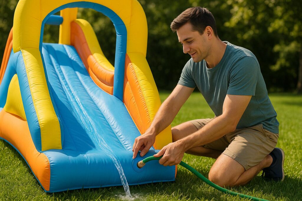 How to Connect Water Hose to Inflatable Slide