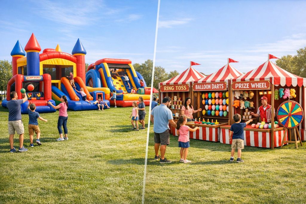 Sports Inflatables vs. Traditional Carnival Games
