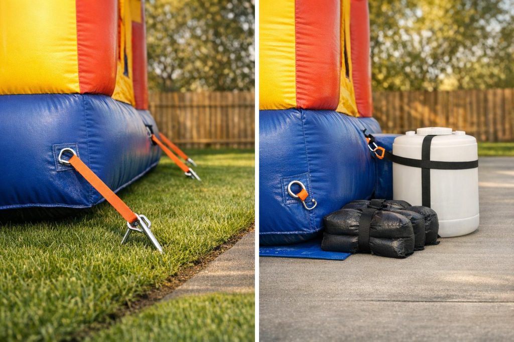 How to Anchor a Bounce House on Grass or Concrete